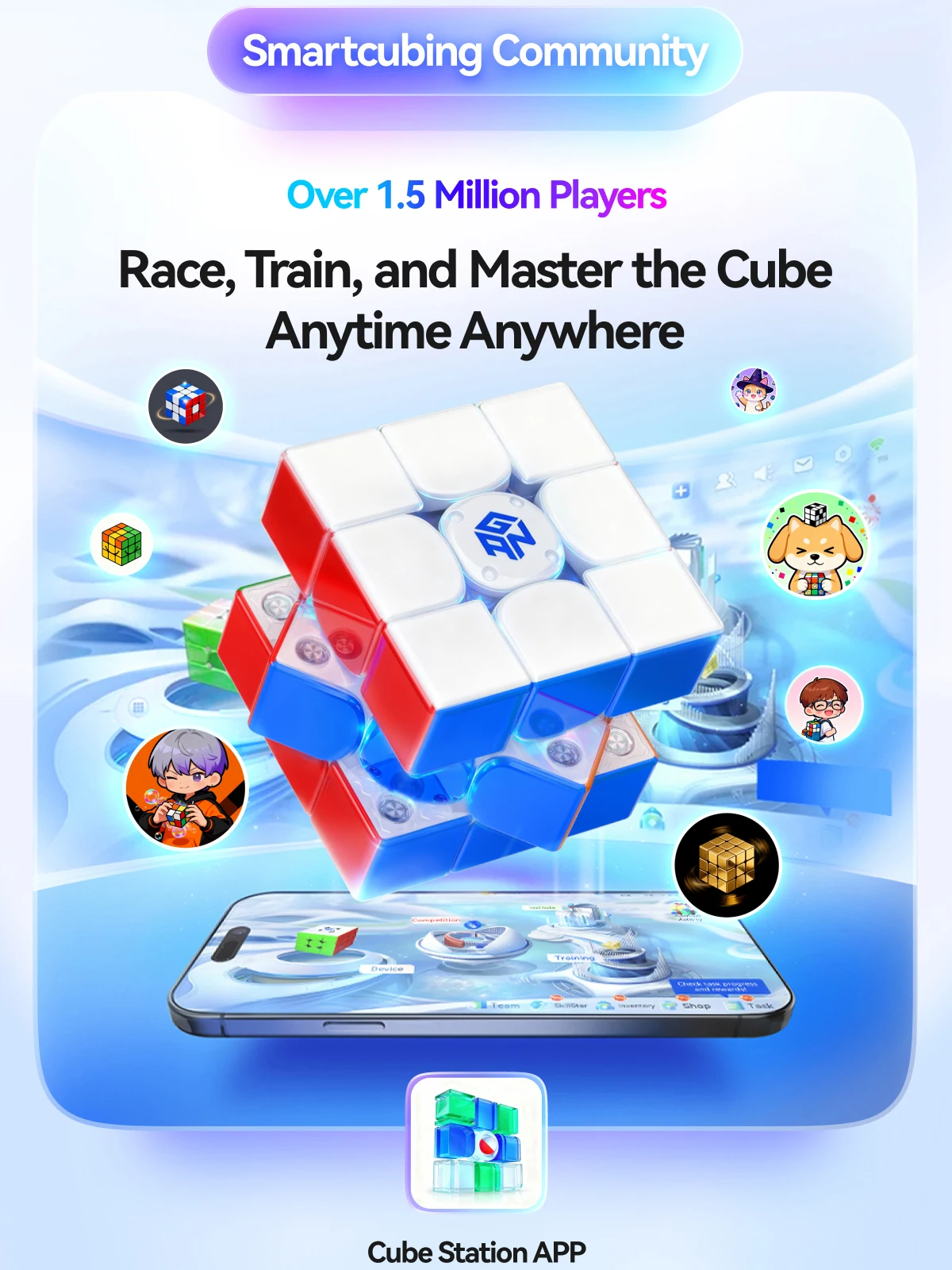 [JudyCube] GAN I4 Intelligent Flagship 3X3 Magnetic Smooth Competition Online PK Puzzle Toy GAN Smart Cube I4