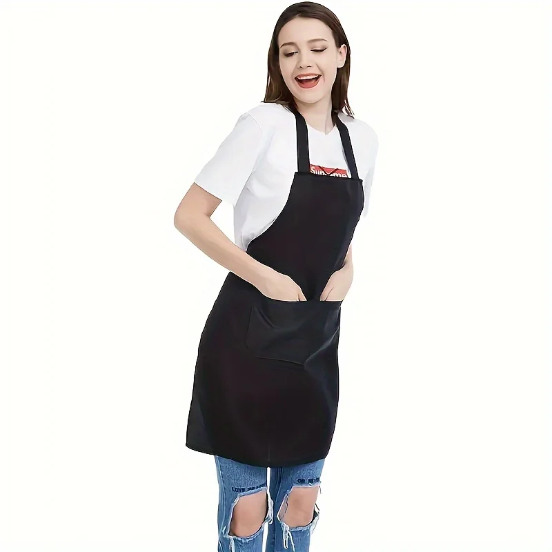 1/2pcs Durable Polyester Adjustable Neck Apron with 2 Large Pockets Great for Cooking, Grilling Grilling, Christmas Crafts
