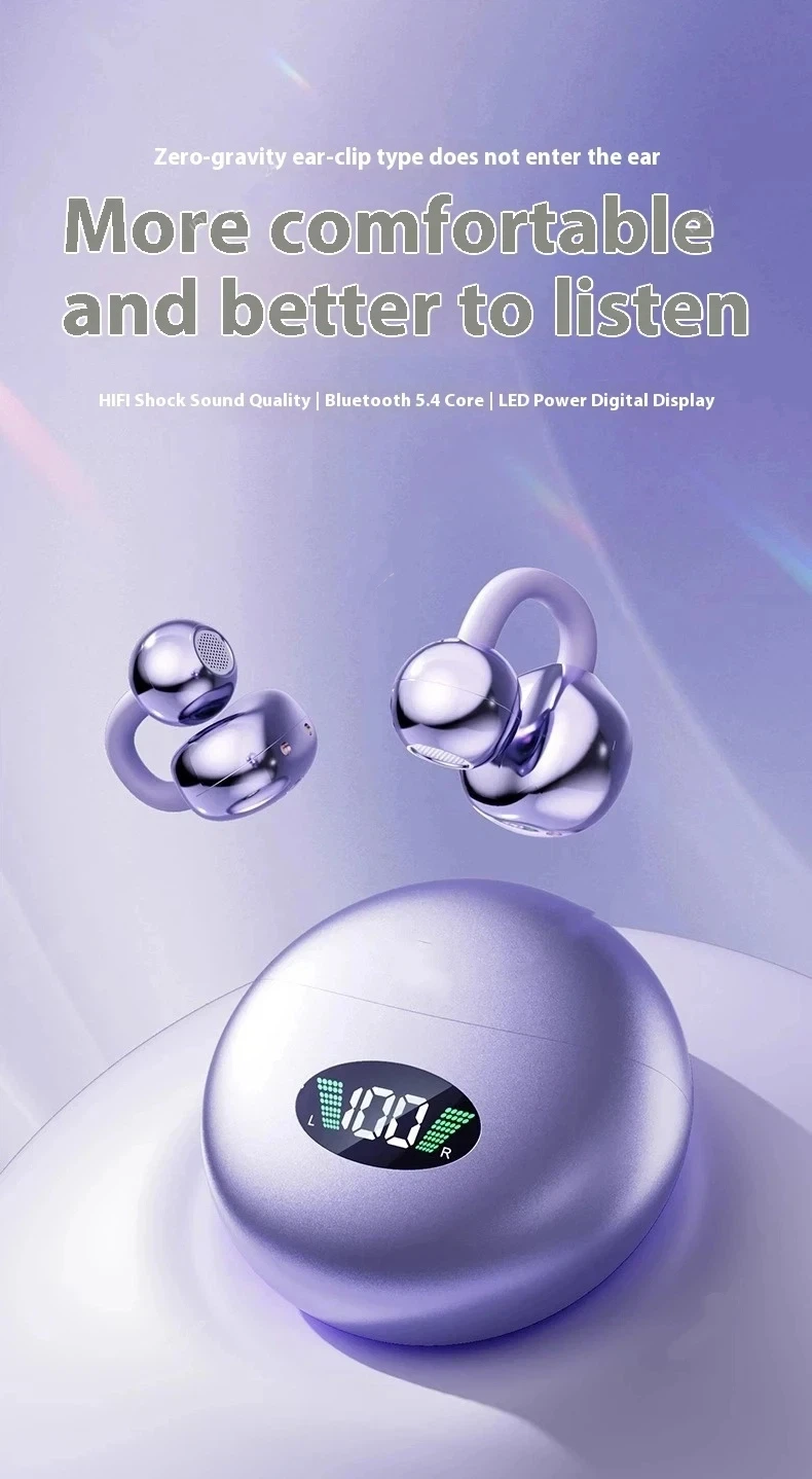 Wireless Bluetooth Earphones Clip-on Q71 Earphone High Sound for Xiaomi Earbuds Led Display Headphones Music Sports Headset