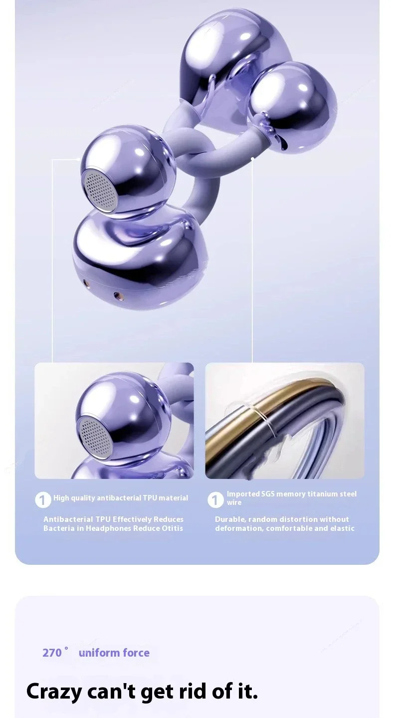 Wireless Bluetooth Earphones Clip-on Q71 Earphone High Sound for Xiaomi Earbuds Led Display Headphones Music Sports Headset