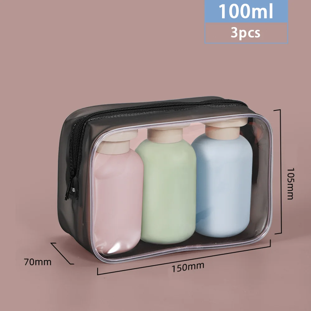 3pcs 100ml/200ml Plastic Travel Shampoo Bottles Clear Blue Shampoo Lotion Shower Gel Foam Pump Bottles