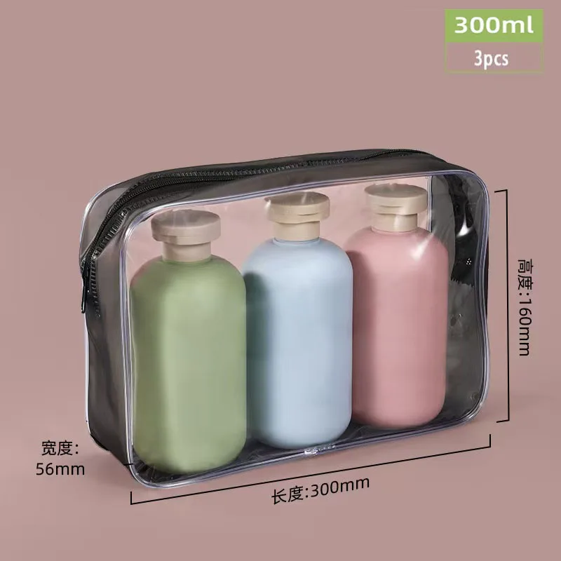 3pcs 100ml/200ml Plastic Travel Shampoo Bottles Clear Blue Shampoo Lotion Shower Gel Foam Pump Bottles