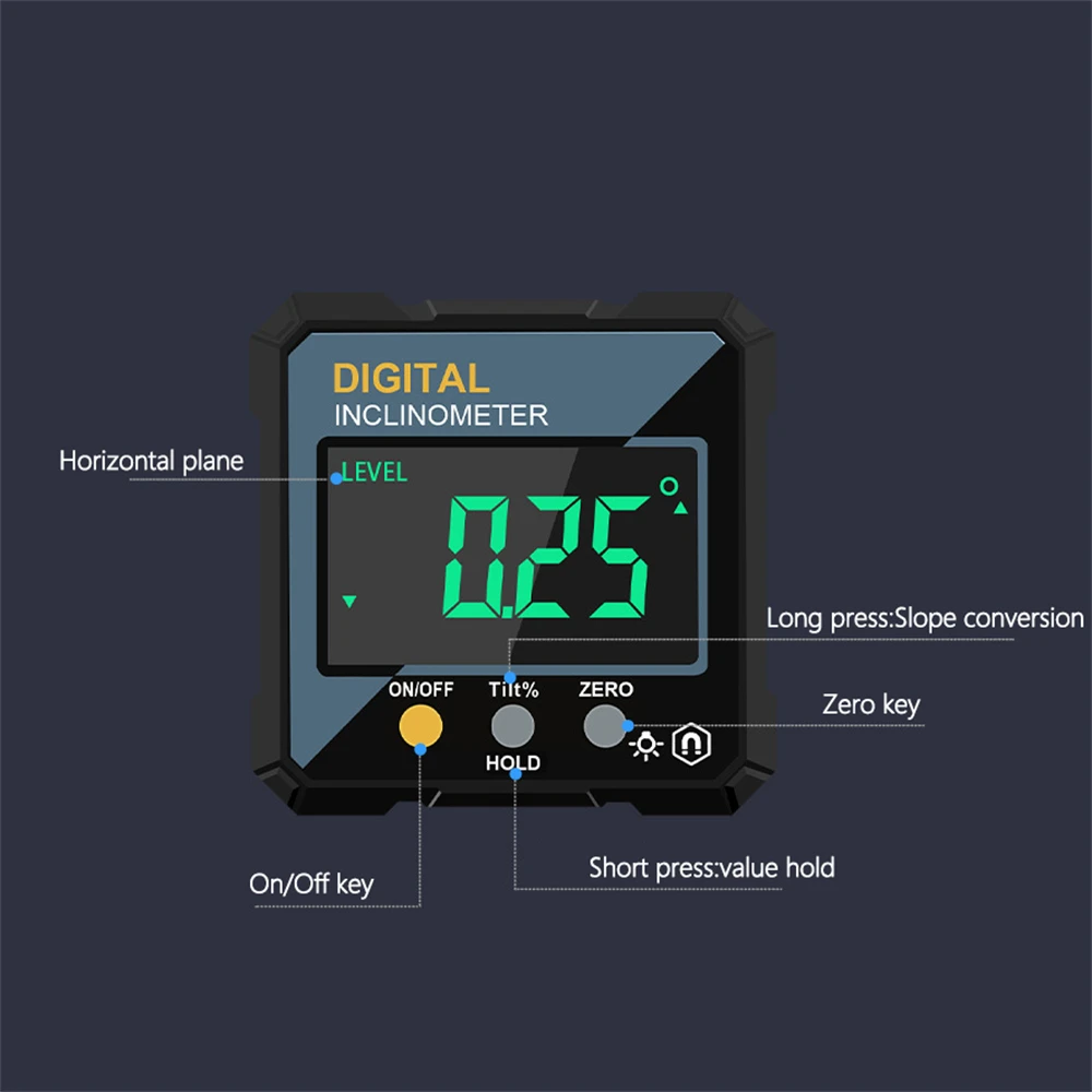 Woodworking Tools 4-sided Magnetic Dual Laser Inclinometer Digital Angle Measuring Instrument with Tilt Measurement Laser Level