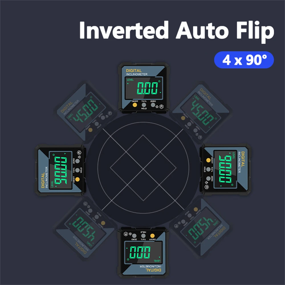 Woodworking Tools 4-sided Magnetic Dual Laser Inclinometer Digital Angle Measuring Instrument with Tilt Measurement Laser Level