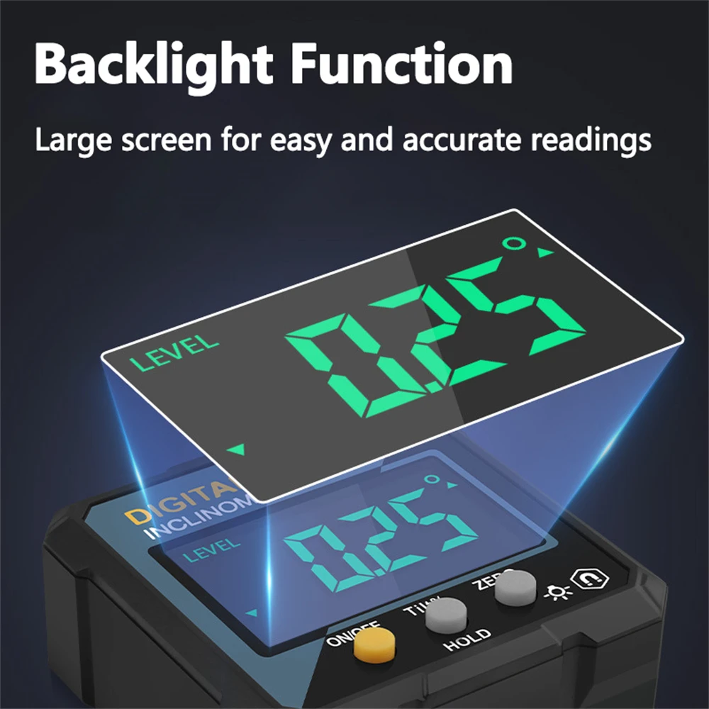 Woodworking Tools 4-sided Magnetic Dual Laser Inclinometer Digital Angle Measuring Instrument with Tilt Measurement Laser Level