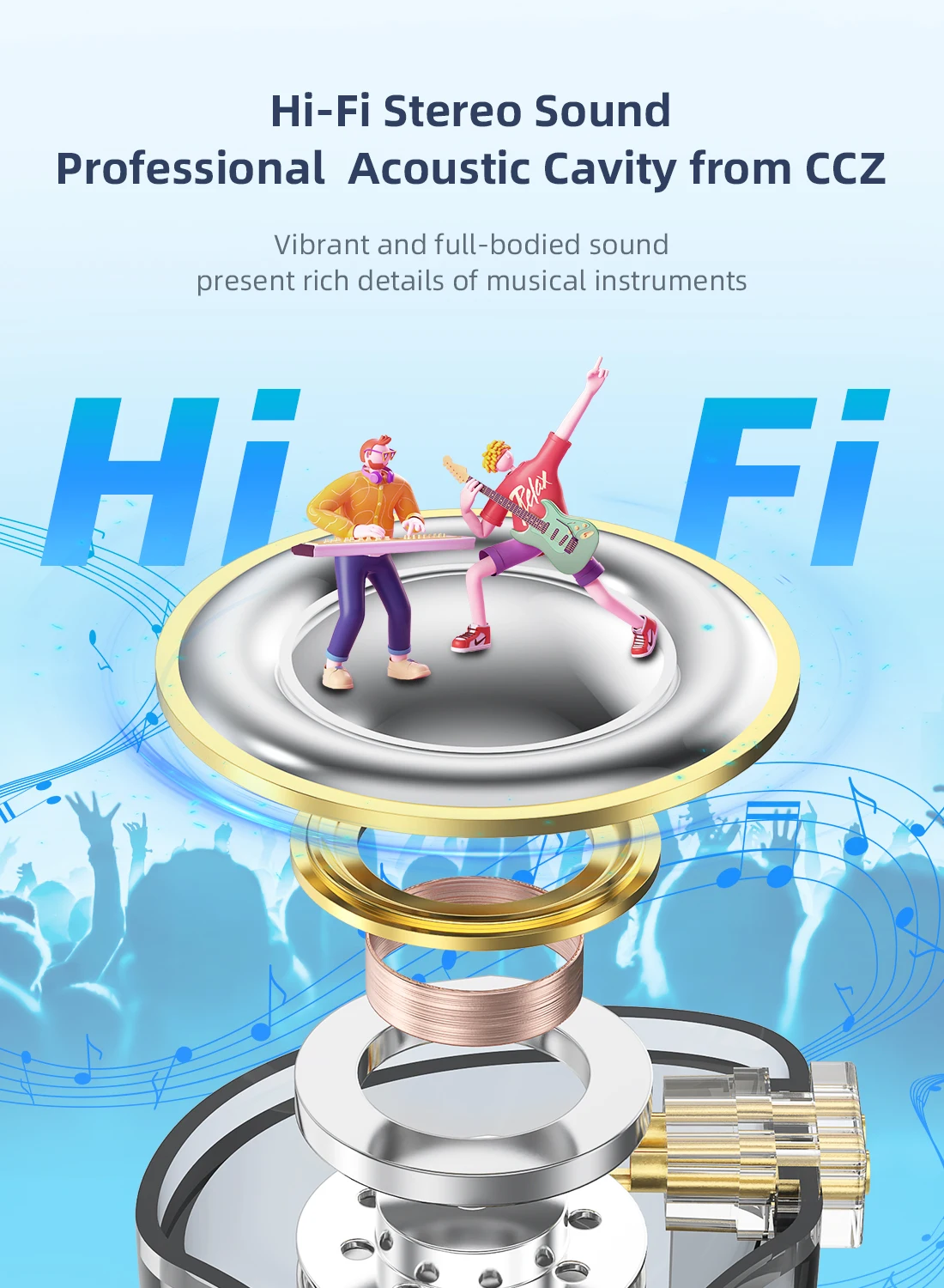 CCZ BC02 Dynamic Driver HiFi IEM With 10MM Carbon Nano Tube Diaphragm In Ear Earphones Bass Wired Headphones Monitor Headset