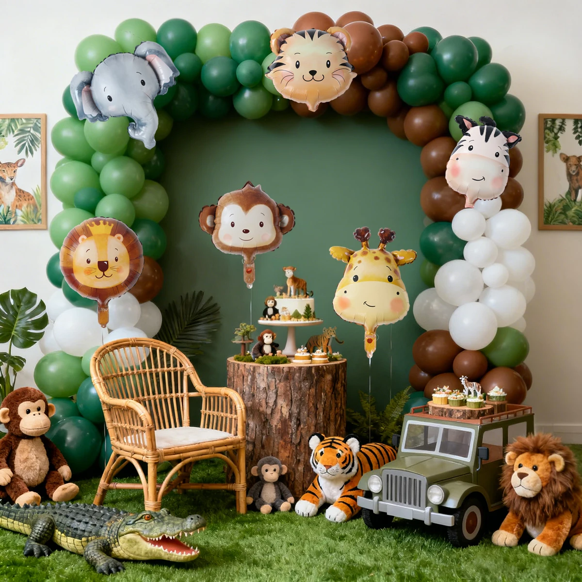 Jungle Animal Head Foil Balloons Wild One Birthday Party Decorations Favors Safari Animals Balloons Baby Shower Party Supplies