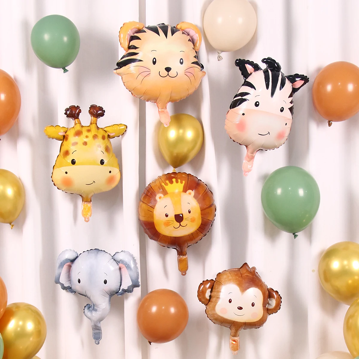Jungle Animal Head Foil Balloons Wild One Birthday Party Decorations Favors Safari Animals Balloons Baby Shower Party Supplies
