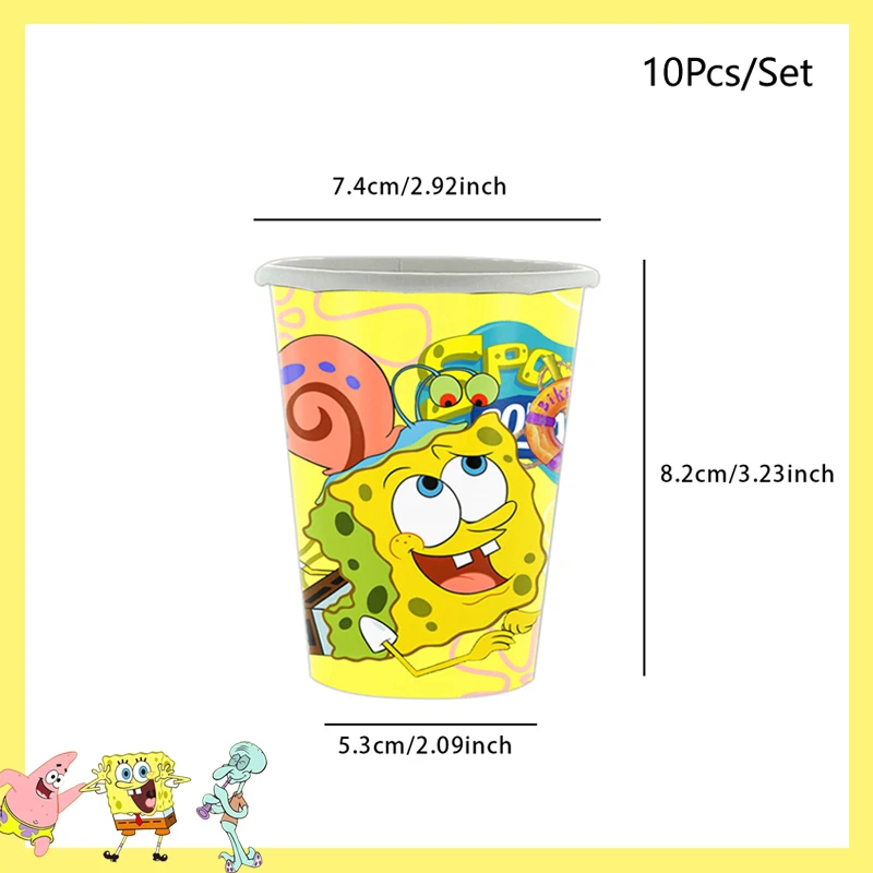 SpongeBob SquarePants Party Decorations Baby Shower Birthday Theme Birthday Party Disposable Tableware Cup Plate Tablecloth
