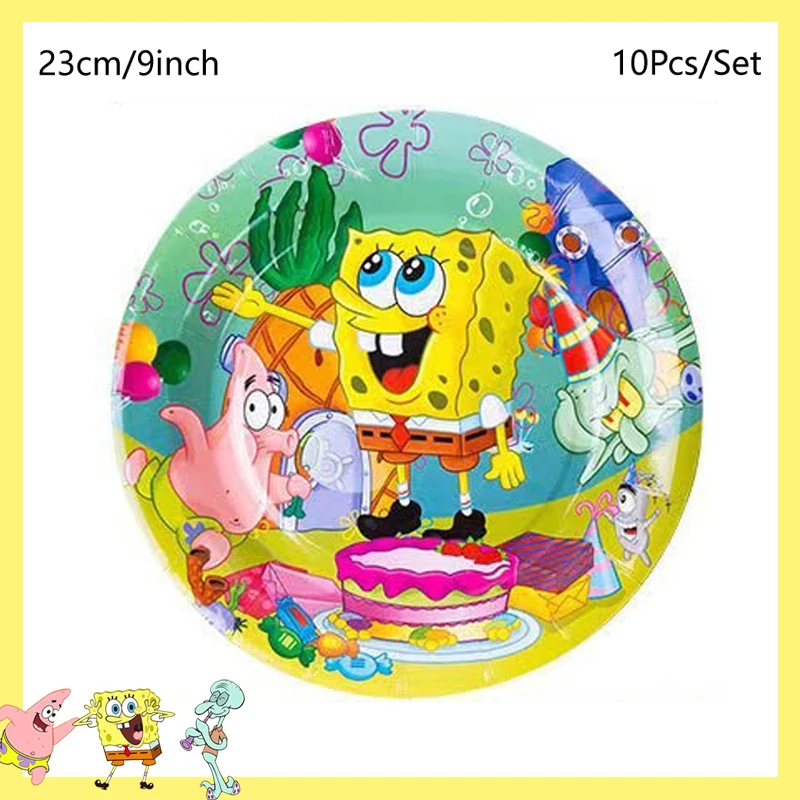 SpongeBob SquarePants Party Decorations Baby Shower Birthday Theme Birthday Party Disposable Tableware Cup Plate Tablecloth