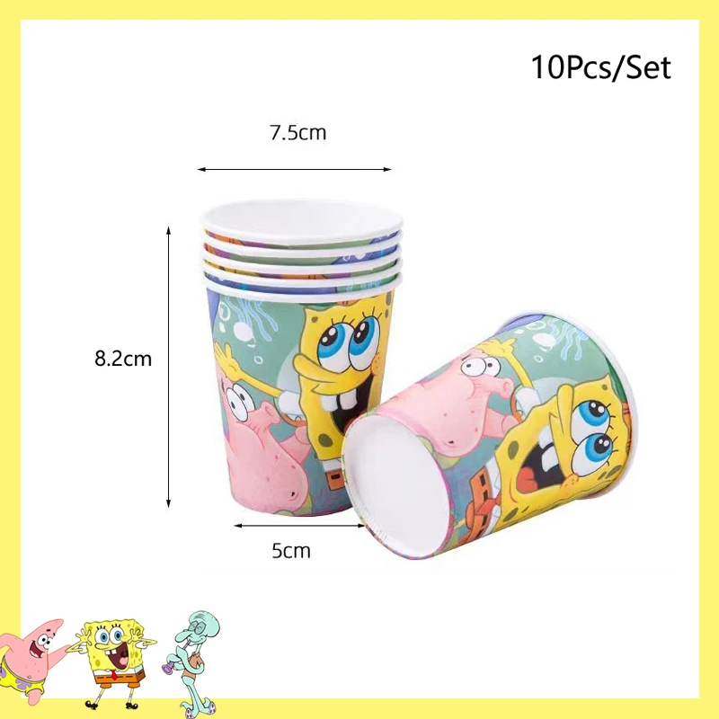 SpongeBob SquarePants Party Decorations Baby Shower Birthday Theme Birthday Party Disposable Tableware Cup Plate Tablecloth