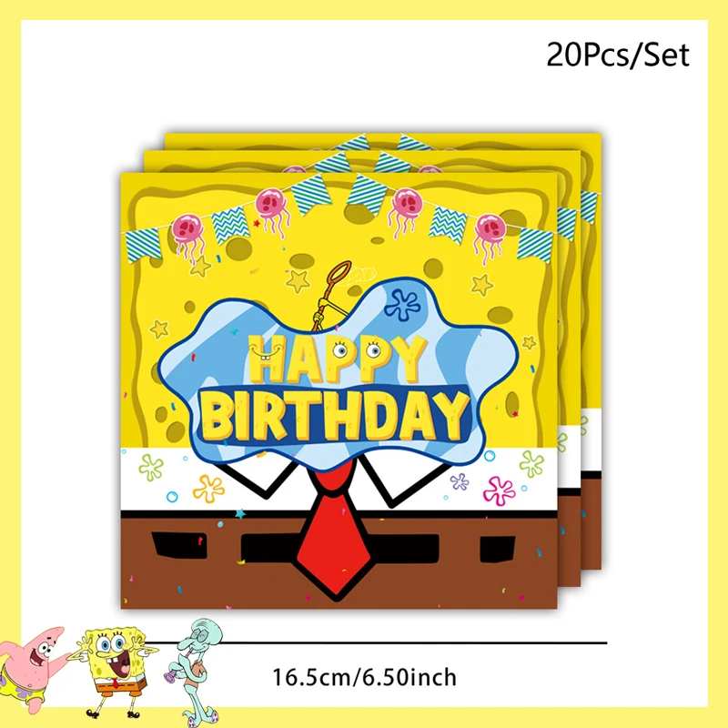 SpongeBob SquarePants Party Decorations Baby Shower Birthday Theme Birthday Party Disposable Tableware Cup Plate Tablecloth
