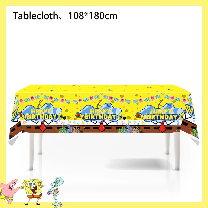 SpongeBob SquarePants Party Decorations Baby Shower Birthday Theme Birthday Party Disposable Tableware Cup Plate Tablecloth