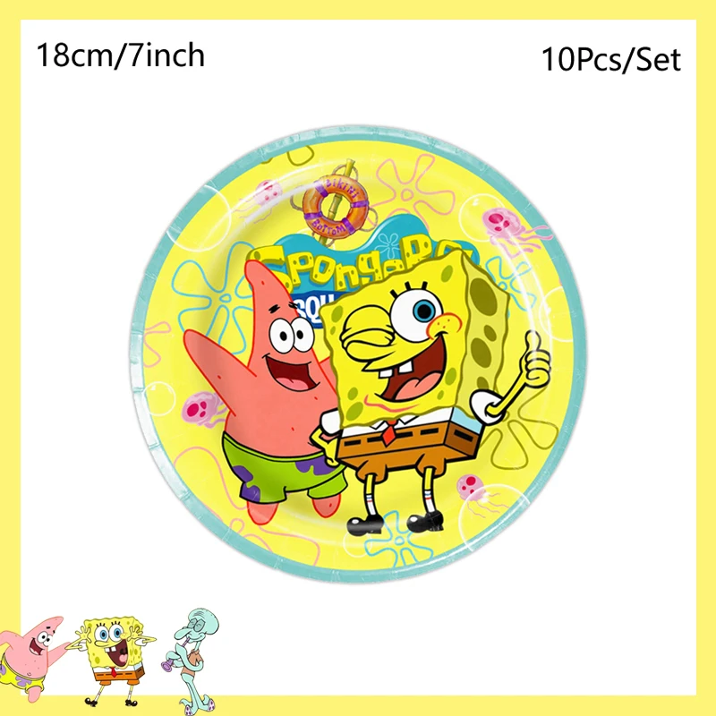SpongeBob SquarePants Party Decorations Baby Shower Birthday Theme Birthday Party Disposable Tableware Cup Plate Tablecloth