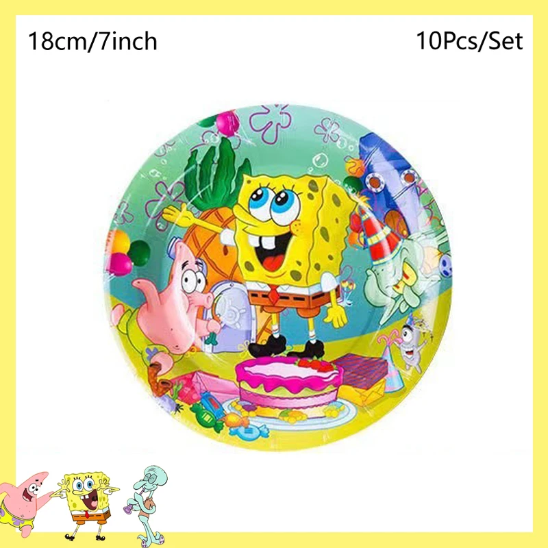 SpongeBob SquarePants Party Decorations Baby Shower Birthday Theme Birthday Party Disposable Tableware Cup Plate Tablecloth