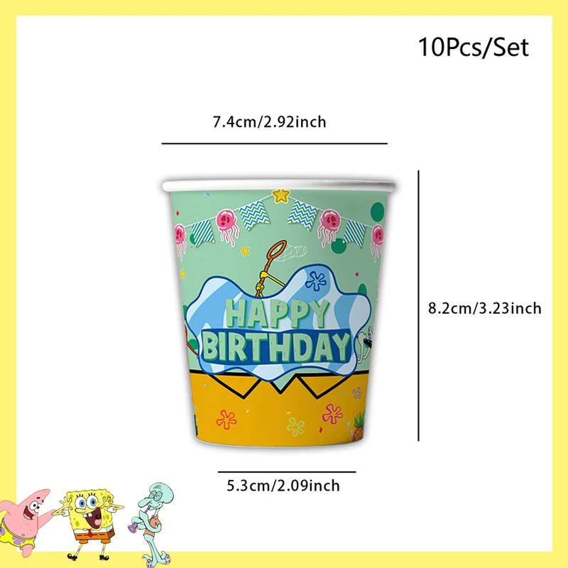 SpongeBob SquarePants Party Decorations Baby Shower Birthday Theme Birthday Party Disposable Tableware Cup Plate Tablecloth