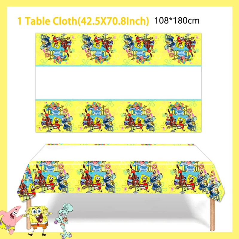 SpongeBob SquarePants Party Decorations Baby Shower Birthday Theme Birthday Party Disposable Tableware Cup Plate Tablecloth