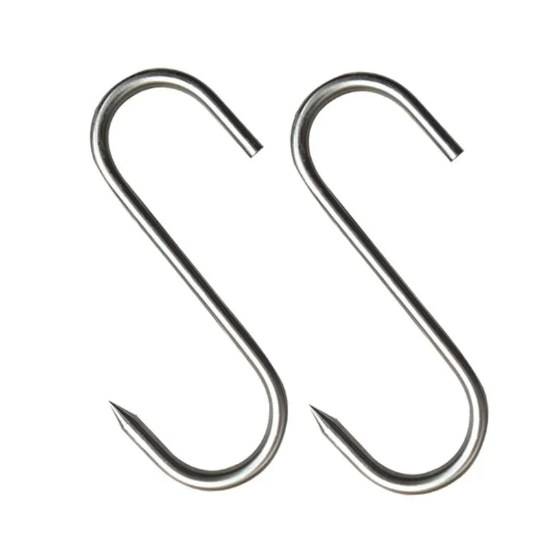 S Hooks Stainless Steel Sharp Tip - Hangers for Butcher Meat Kitchen Utensils Baking Tools Clothes Kitchen Organizer Meat Hook