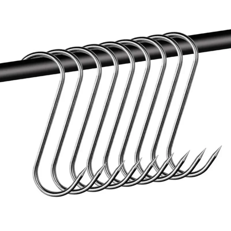 S Hooks Stainless Steel Sharp Tip - Hangers for Butcher Meat Kitchen Utensils Baking Tools Clothes Kitchen Organizer Meat Hook