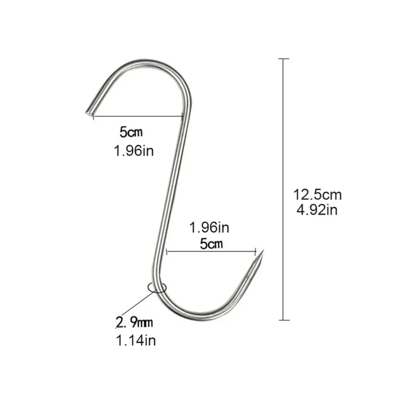 S Hooks Stainless Steel Sharp Tip - Hangers for Butcher Meat Kitchen Utensils Baking Tools Clothes Kitchen Organizer Meat Hook