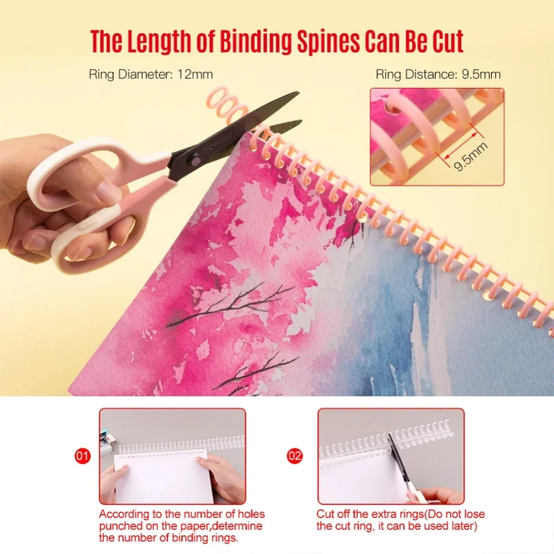 5-10PCS Plastic Comb Binding Spines 30-Ring Spiral Binding Coils for Business Document Notebook File Making - Office Supplies