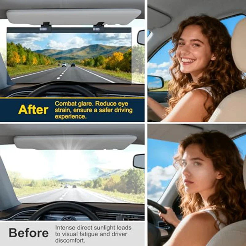 Universal Car Sun Visor Extender Adjustable Anti Glare Driving Shield Extended Sun Visor with Dual Clips for Truck Windshield