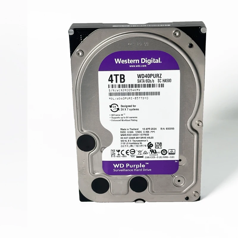 Western Digital 4TB 3TB 2TB 1TB WD Purple Surveillance Internal Hard Drive HDD - SATA 6 Gb/s, 64 MB Cache, 3.5" 1TB-WD10EJRX