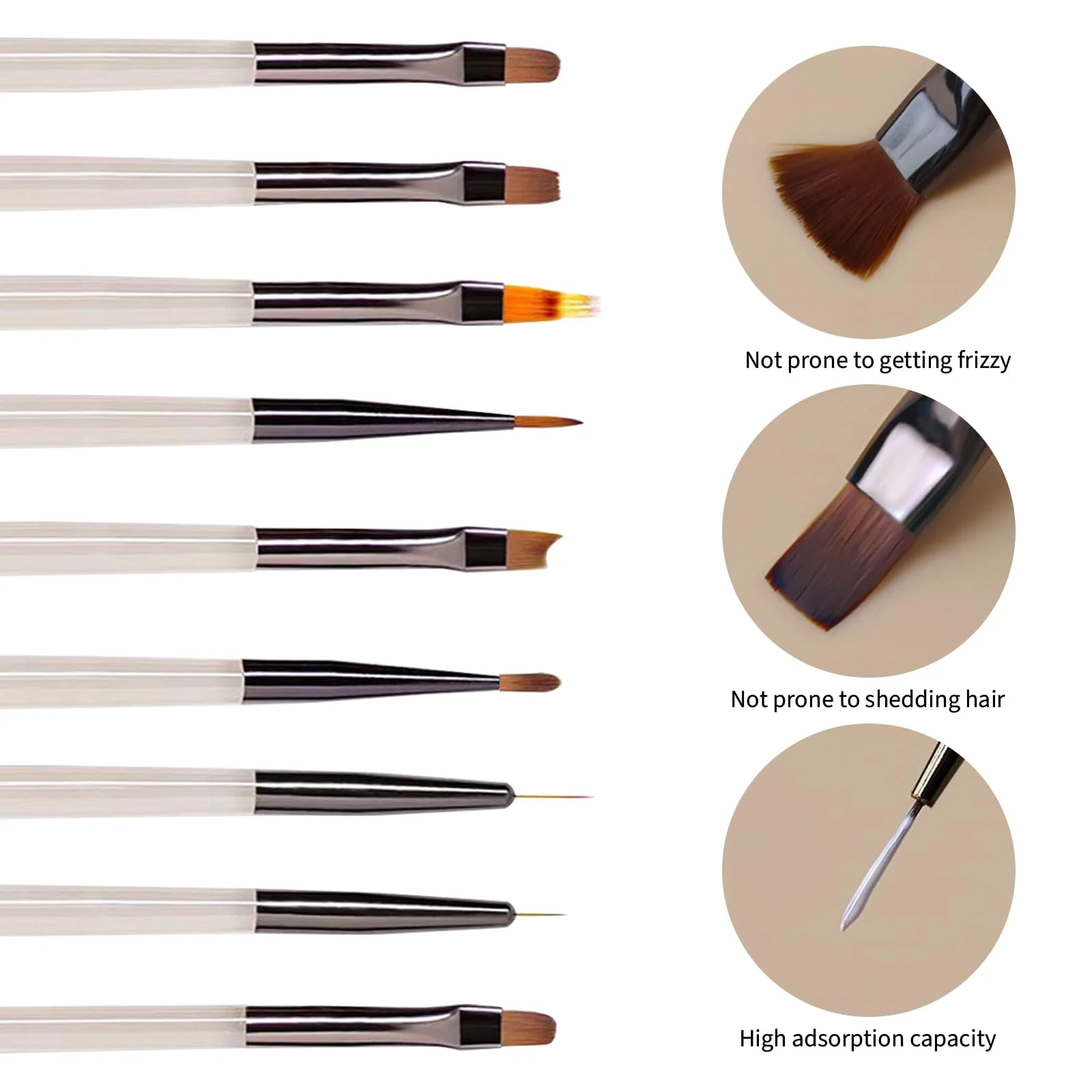 LINMANDA 9 Pack Gray Nail Art Brushes Set Nail Art Tools Suitable for Gel Nail Polish And Nail Art Designs Perfect for Home DIY
