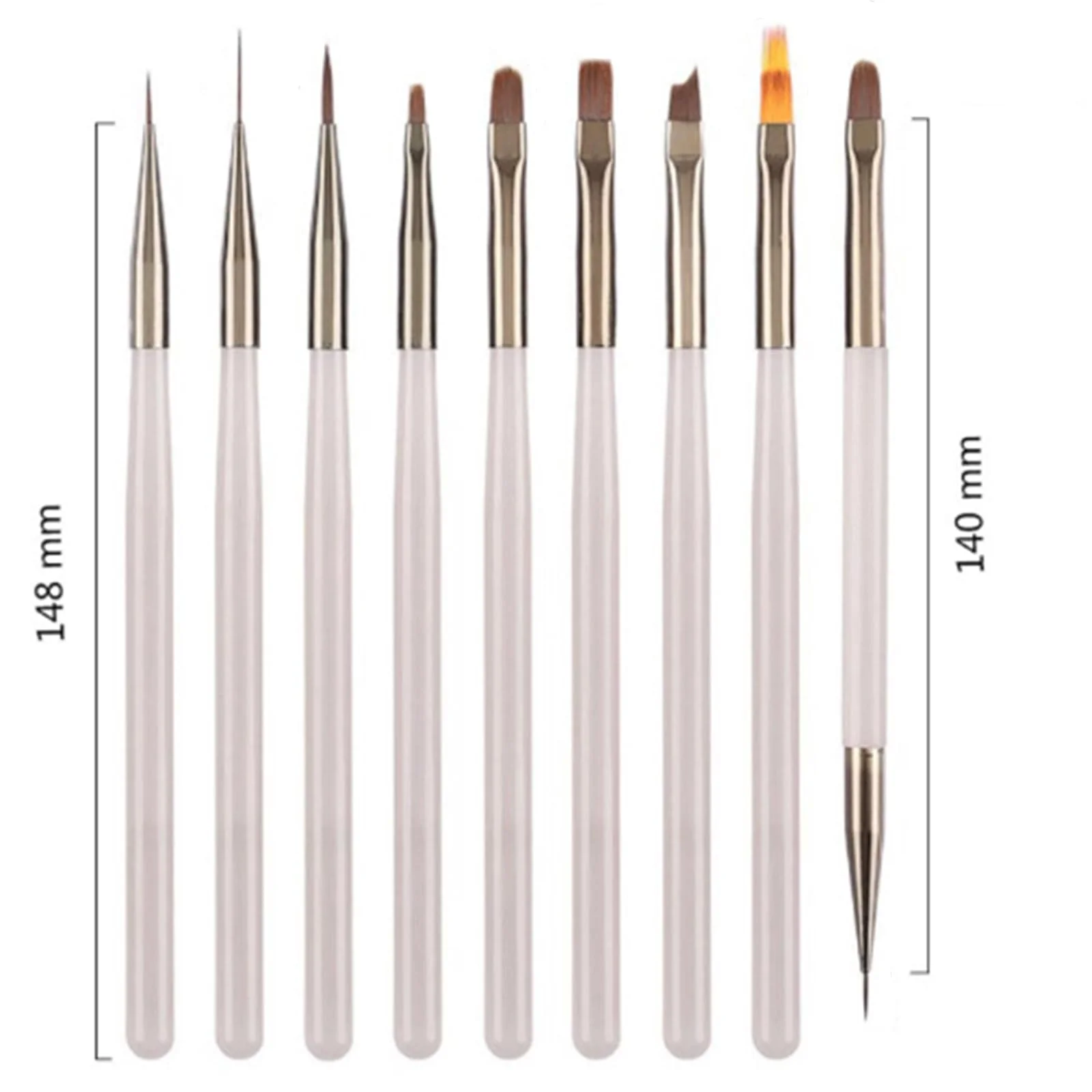 LINMANDA 9 Pack Gray Nail Art Brushes Set Nail Art Tools Suitable for Gel Nail Polish And Nail Art Designs Perfect for Home DIY