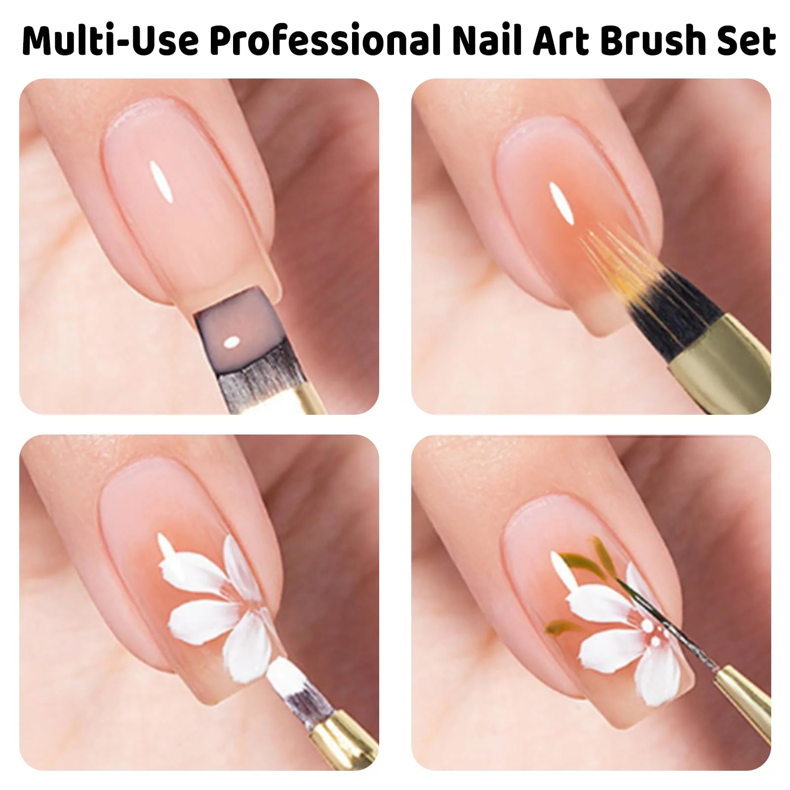 LINMANDA 9 Pack Gray Nail Art Brushes Set Nail Art Tools Suitable for Gel Nail Polish And Nail Art Designs Perfect for Home DIY