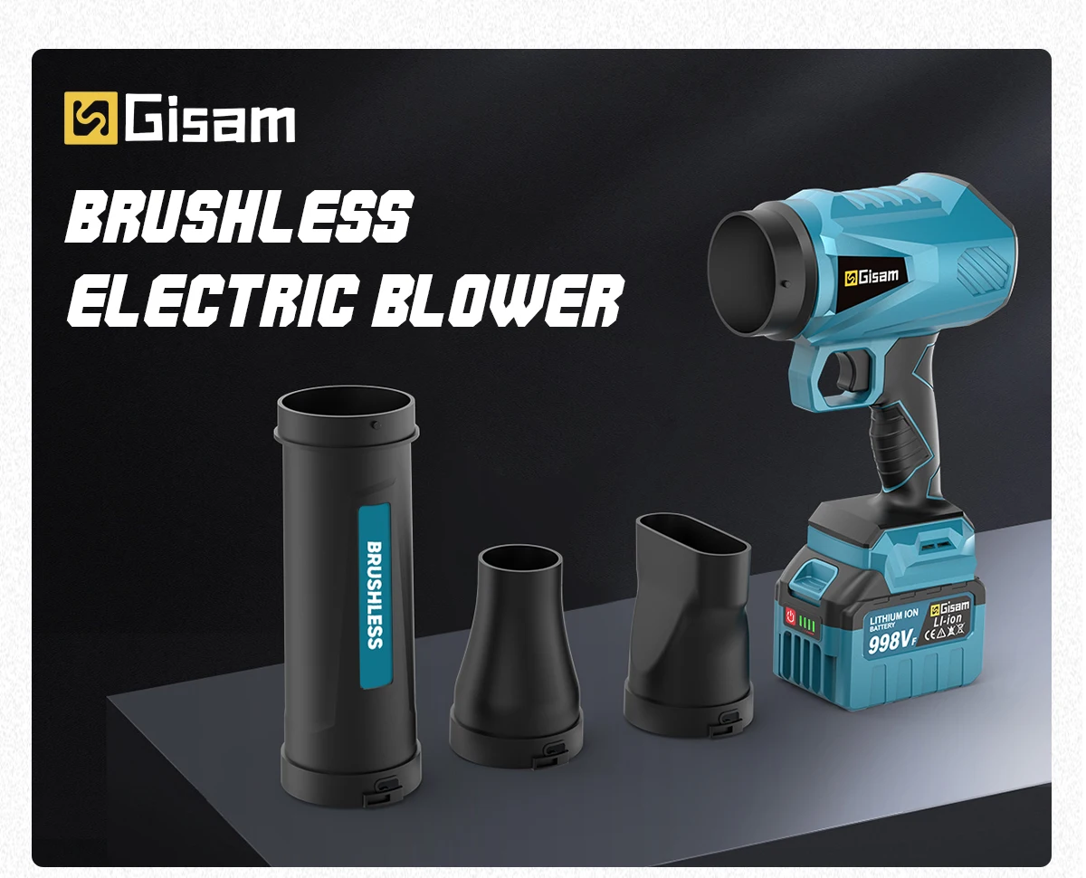 Gisam Brushless Electric Turbo Fan Cordless Leaf Air Blower Turbo Jet Fan Handheld Dust Blowing Tool For Makita 18V Battery Pin