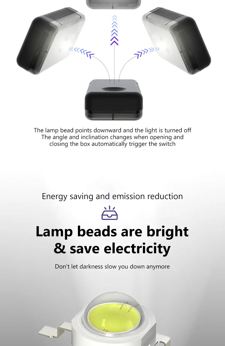 BLALION Motorcycle Locomotive Box Sensor Light LED Tail Box Anti-Collision Lamp Convenient Outdoor Fishing Camping Night Light