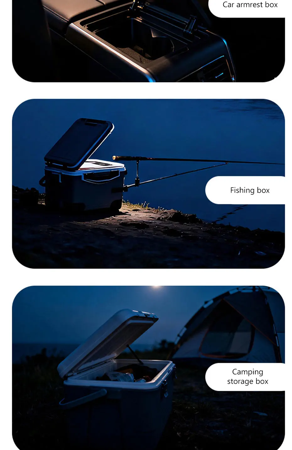 BLALION Motorcycle Locomotive Box Sensor Light LED Tail Box Anti-Collision Lamp Convenient Outdoor Fishing Camping Night Light