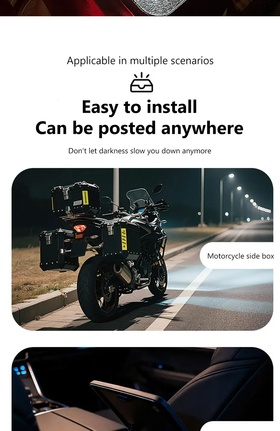 BLALION Motorcycle Locomotive Box Sensor Light LED Tail Box Anti-Collision Lamp Convenient Outdoor Fishing Camping Night Light