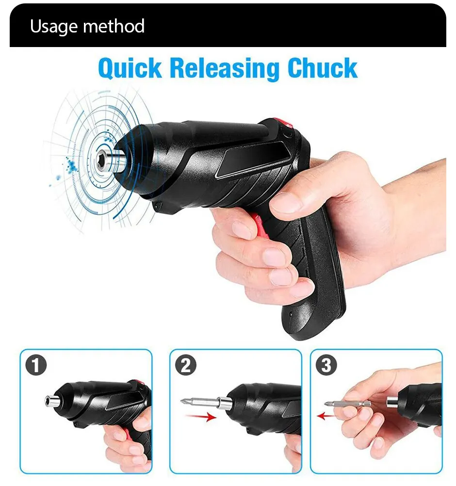 Protable 3.6V Electric Tool Set for Home Maintenance, Over 300mAh Lithium Battery, Mini Drill, Cordless Screwdriver for Home Use