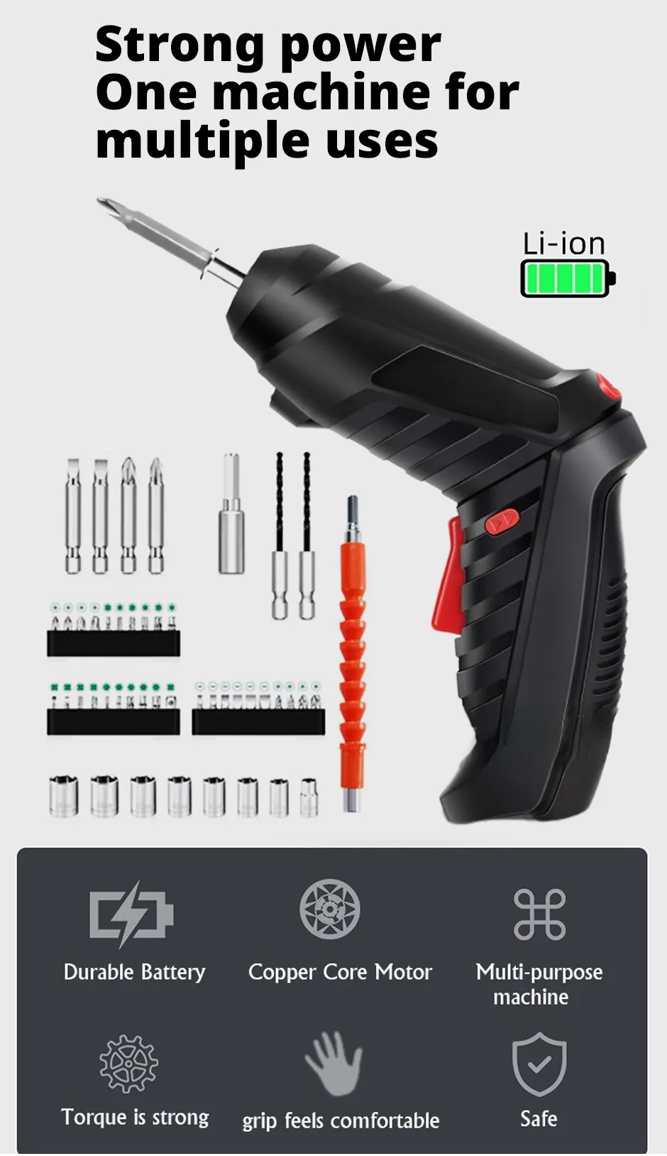 Protable 3.6V Electric Tool Set for Home Maintenance, Over 300mAh Lithium Battery, Mini Drill, Cordless Screwdriver for Home Use