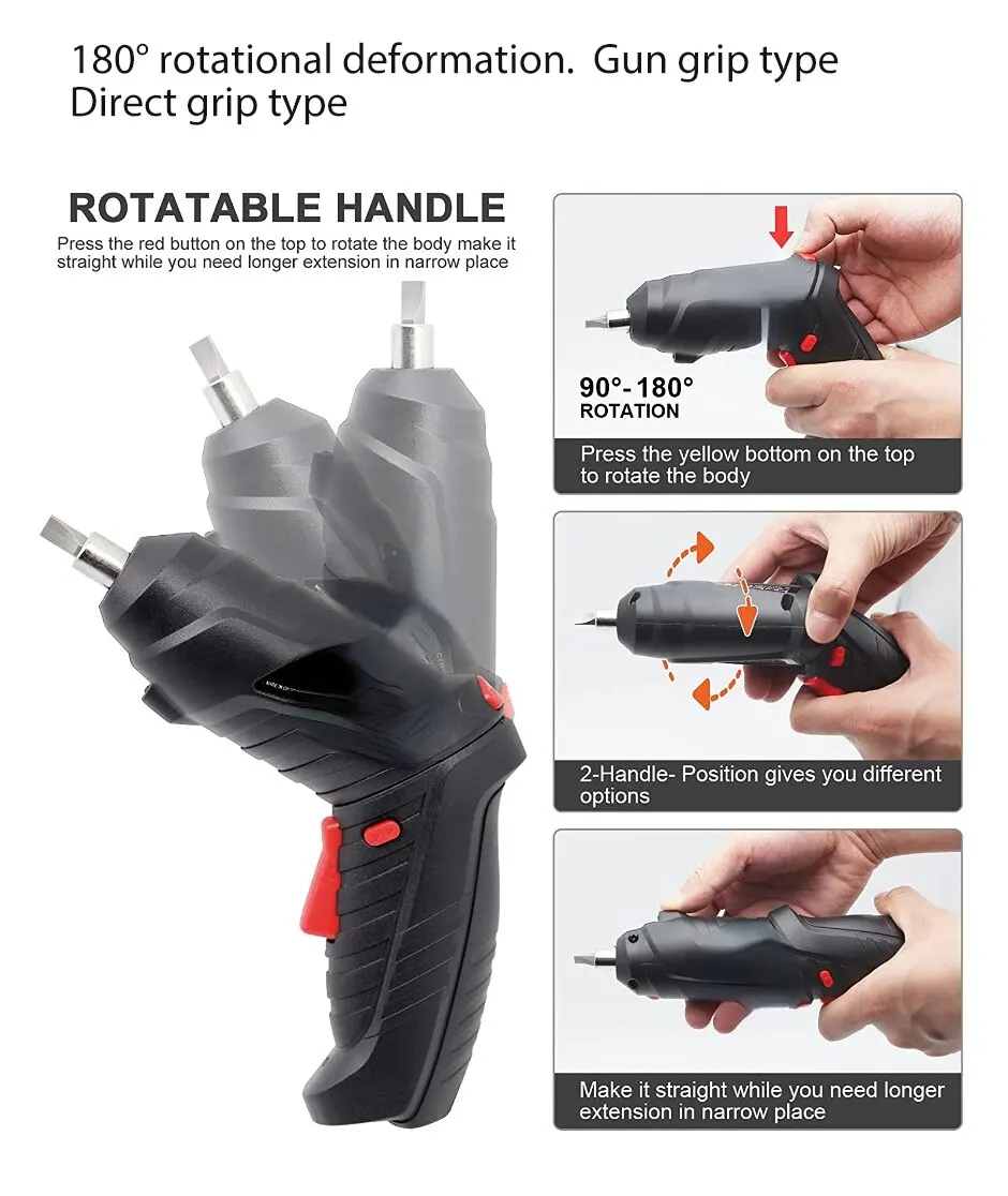 Protable 3.6V Electric Tool Set for Home Maintenance, Over 300mAh Lithium Battery, Mini Drill, Cordless Screwdriver for Home Use