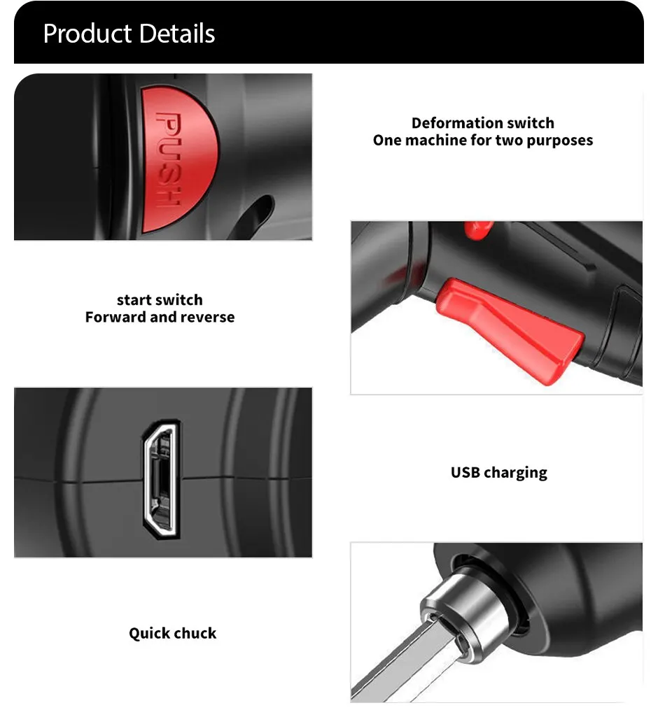 Protable 3.6V Electric Tool Set for Home Maintenance, Over 300mAh Lithium Battery, Mini Drill, Cordless Screwdriver for Home Use