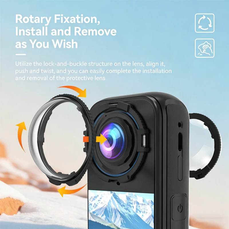Lens Protector Cap for Insta360 X4 Air Premium Glass Lens Guards Scratch Proof Tempered Glass Camera Accessories