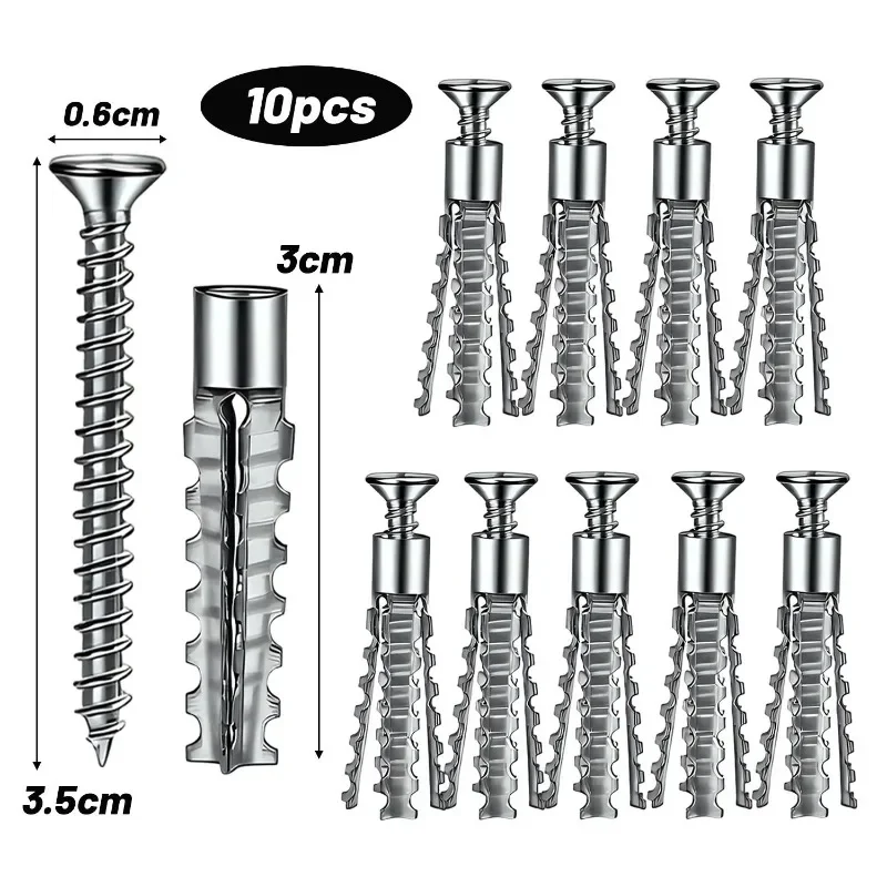 6/8mm Expansion Pipe for Hollow Walls Metal Expansion Screws Kit Self Tapping Screws Pipe Drilling Plug Fastener Bolt Anchors