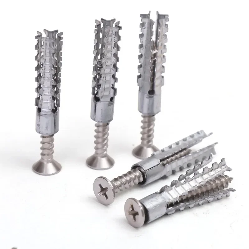 6/8mm Expansion Pipe for Hollow Walls Metal Expansion Screws Kit Self Tapping Screws Pipe Drilling Plug Fastener Bolt Anchors