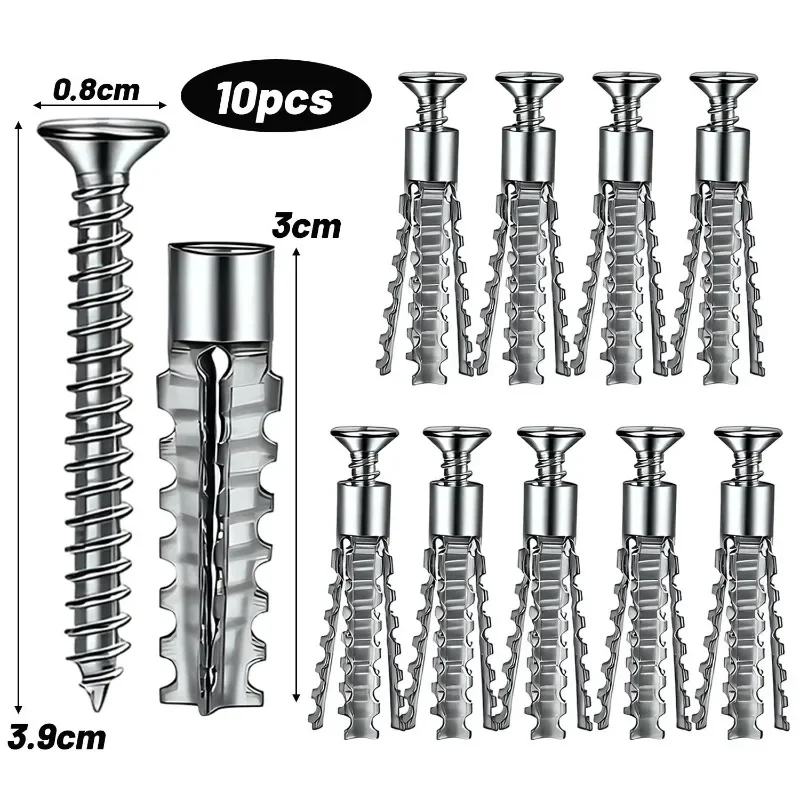 6/8mm Expansion Pipe for Hollow Walls Metal Expansion Screws Kit Self Tapping Screws Pipe Drilling Plug Fastener Bolt Anchors