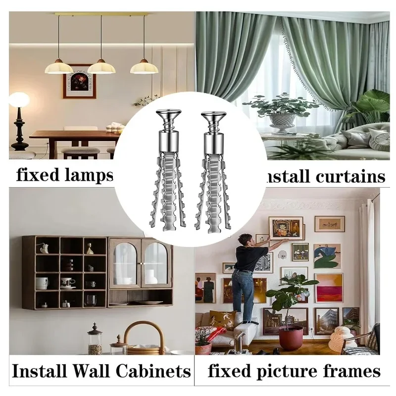 6/8mm Expansion Pipe for Hollow Walls Metal Expansion Screws Kit Self Tapping Screws Pipe Drilling Plug Fastener Bolt Anchors