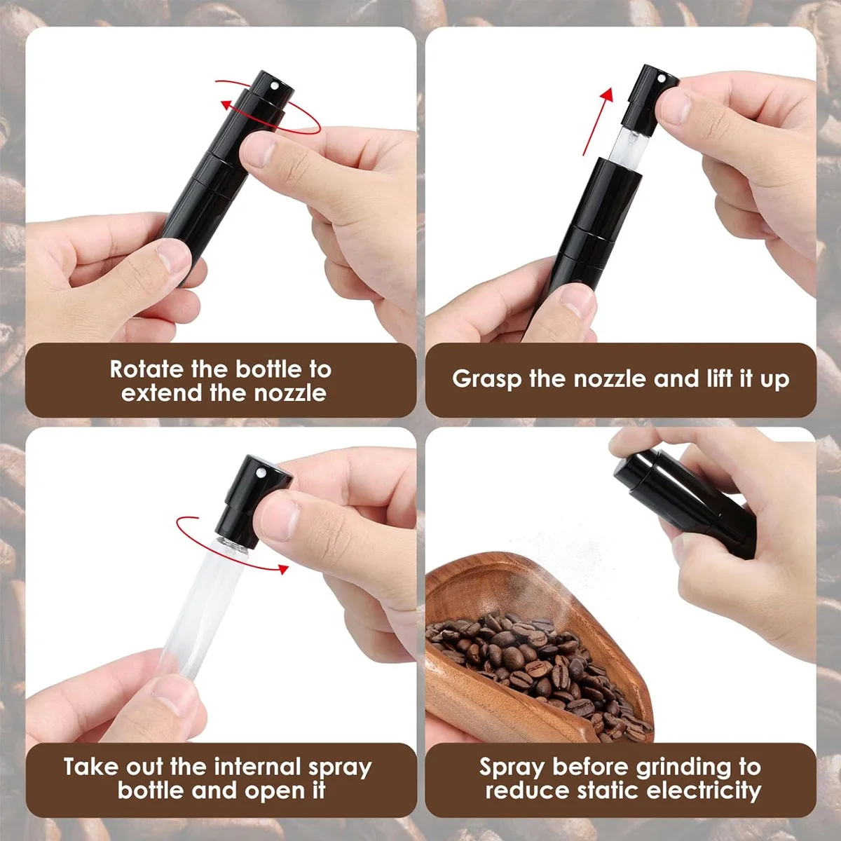 Coffee Bean Dosing Cup & 10ml Spray Bottle Set, Multi-Purpose Measuring Cup and Empty Bottle for Coffee Beans Tea and Spices