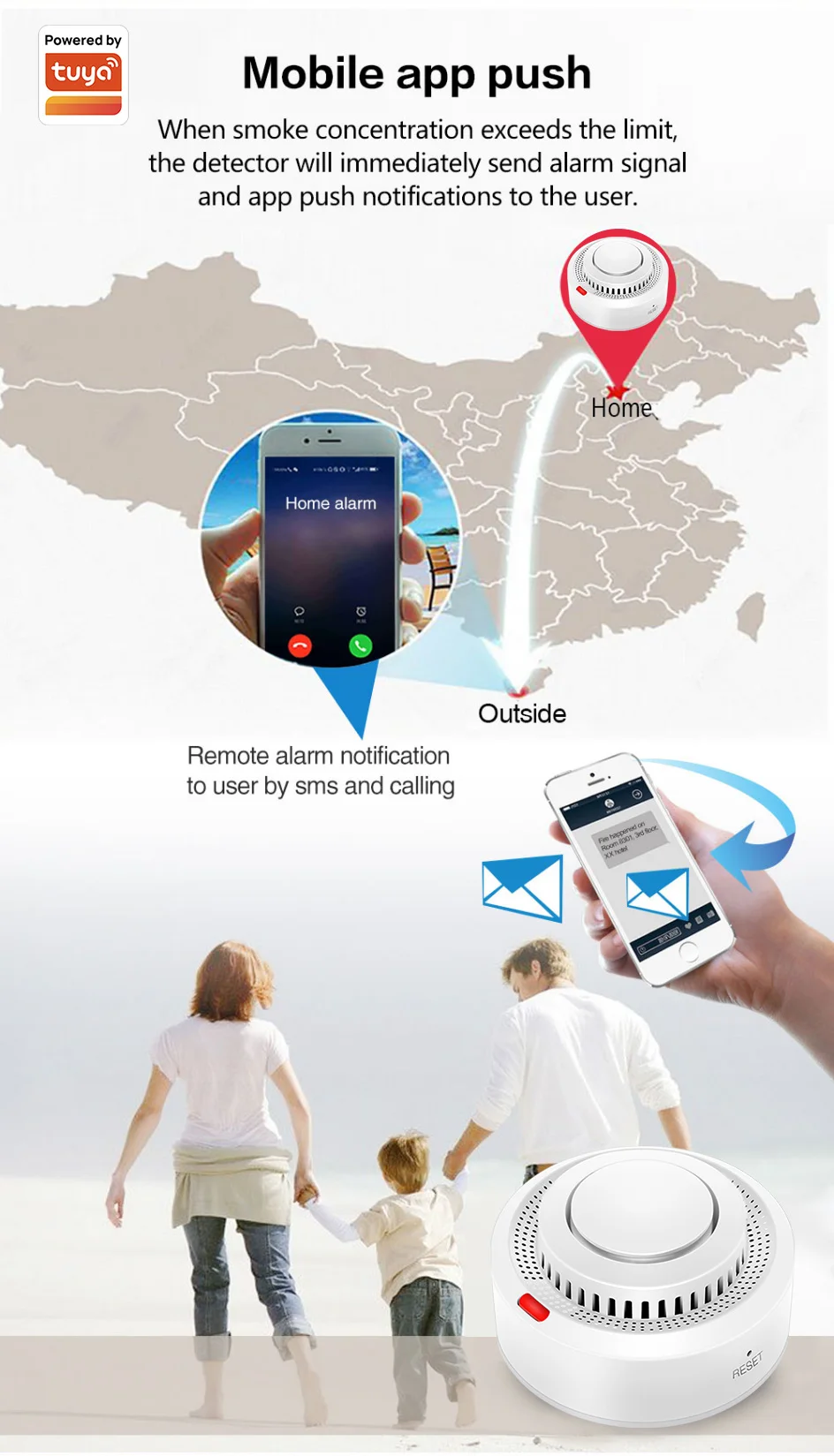 6Pack Tuya WiFi Smart Smoke Sensor Smartlife APP Control Smoke Alarm 85dB On Site Alarm Supports Alexa & Google Assistant