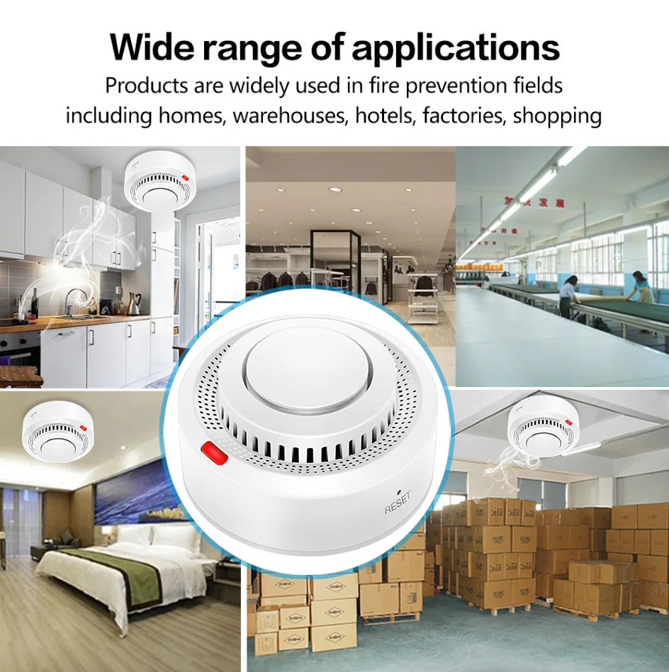 6Pack Tuya WiFi Smart Smoke Sensor Smartlife APP Control Smoke Alarm 85dB On Site Alarm Supports Alexa & Google Assistant