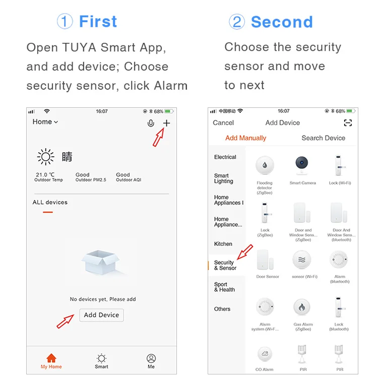 6Pack Tuya WiFi Smart Smoke Sensor Smartlife APP Control Smoke Alarm 85dB On Site Alarm Supports Alexa & Google Assistant