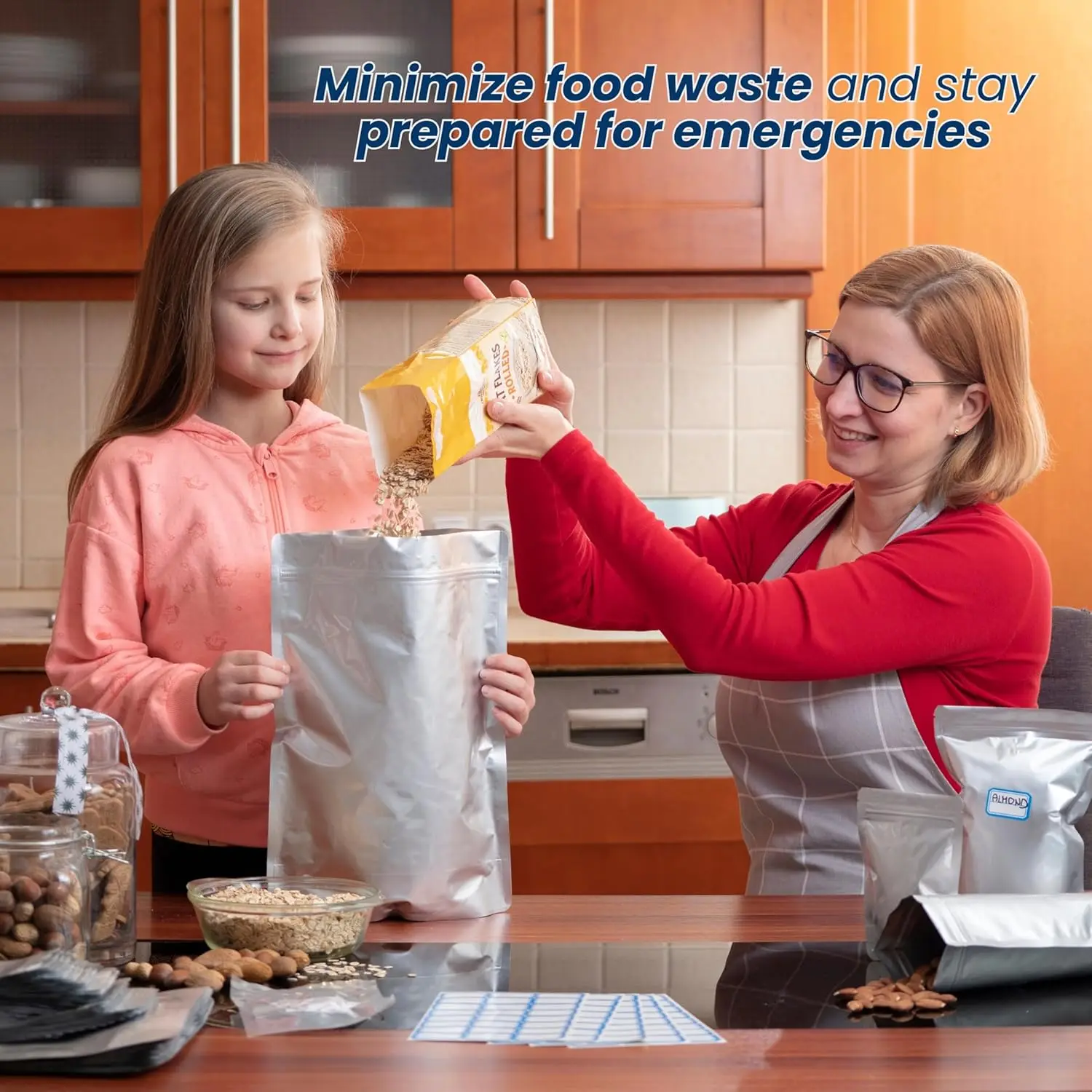 10Pcs 1-Quart 1-Gallon 5-Gallon Mylar Bags Aluminum Foil Stand-Up Reusable Airtight Smell Proof Resealable Storage Large Pouches