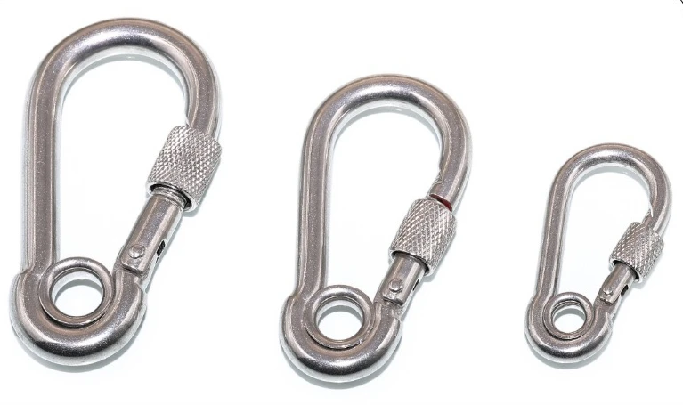 6Pcs Stainless Steel Carabiner Clip Spring Snap Hook M4 M5 M6 Multifunctional Heavy Duty Quick Link Lock Ring for Camping Hiking