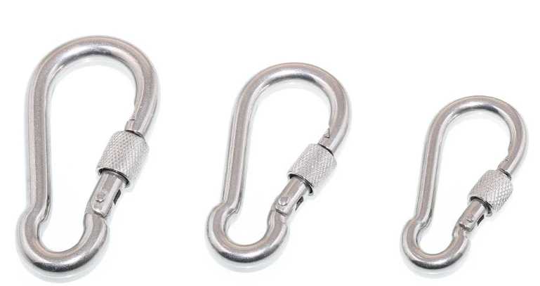 6Pcs Stainless Steel Carabiner Clip Spring Snap Hook M4 M5 M6 Multifunctional Heavy Duty Quick Link Lock Ring for Camping Hiking